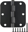 48 Pack Rounded Matte Black Door Hinges 3.5 Inch 5/8" Radius by TDCHINGES