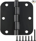 30 Pack Rounded Matte Black Door Hinges 3.5 Inch 5/8" Radius Interior 3 1/2" by TDCHINGES