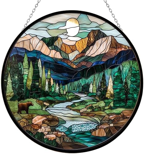 National Park Stained Glass Suncather Window Hangings, Suncatchers Colorful Glass Panel Sun Catchers Gifts, Decoration for Home Garden Christmas Party Wedding by 365CUSGIFTS