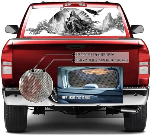 Gothic Skeleton Pickup Truck Decals Rear Window, Fantasy Grim Reaper Landscape Automotive Decals and Graphics Rear Window Decals for Trucks, Car Window Decal Sticker 66 x 22 inch