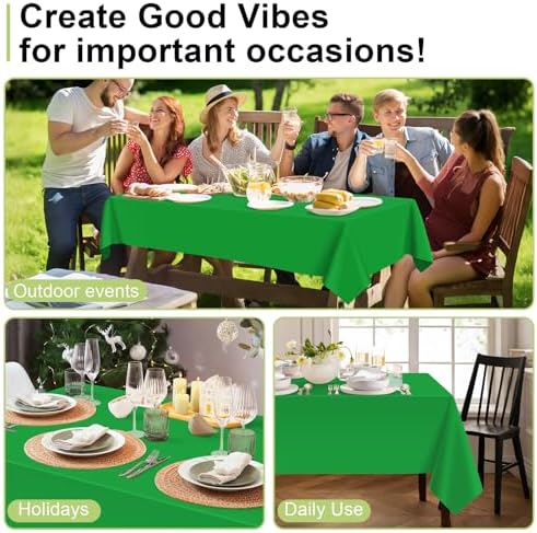 QIKSION 6 Pack Green Table Cloth Plastic, Green Disposable Tablecloth - Image 4