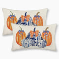 Fall Pillow Covers 12x20 Set of 2 Chinoiserie Blue and Orange Pumpkin Throw Pillows Grandmillennial Autumn Thanksgiving Decoration Pillow Cases Outdoor Fall Decor Cushion Case for Sofa Home by Gohdiwh
