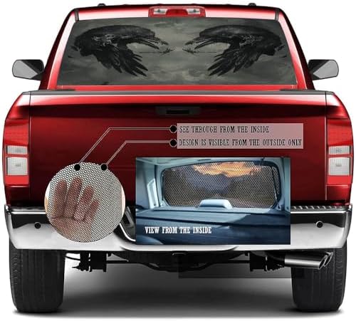Mysterious Crow Bird Truck Rear Window Graphic Decals, Vintage Black Animal Retro Pickup Car Window Stickers Truck Back Window Film Decal for Trucks SUV 66 x 22 inch