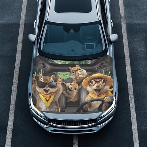Funny Chipmuck Hood Wraps for Cars Hood Wrap Protector Washable Car Hook Elastic Fabrics Can be Washed Hook Wraps