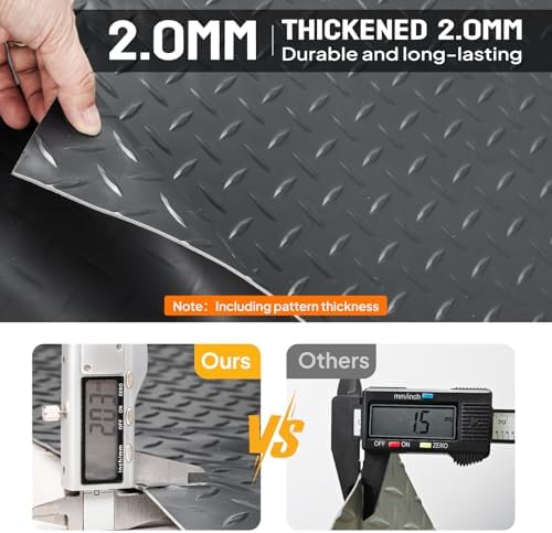 TUFFIOM 4x8 FT Garage Floor Mat, Thickened Diamond Plate PVC Garage Mats Flooring Roll for Under Car, Garage Parking Mats for SUVs, Golf Cart, Sports Car - Image 7