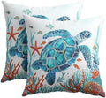 Summer Pillow Covers 20x20 Inch Set of 2, Sea Turtle Throw Pillow Covers Ocean Beach Pillowcase, Coral Starfish Decorative Seasonal Cushion Case Couch for Indoor Outdoor Home Decor by Trongr