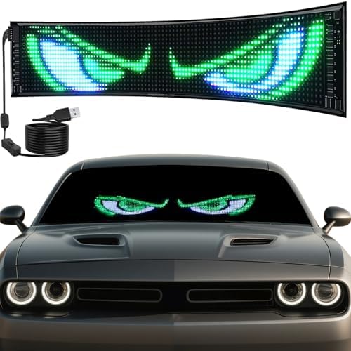23.4"x4.7" Devil Eyes for Windshield, 50+ Devil Eye Patterns to Captivate Attention, Customizable Holiday Themes, Warning Signs to Showcase Personality & Mood, Installs in 5 Minutes, 1PCS