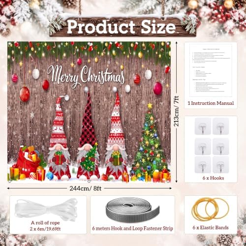 Teenyyou Christmas Garage Door Cover 7 x 8 Ft Gnomes Holiday - Image 2