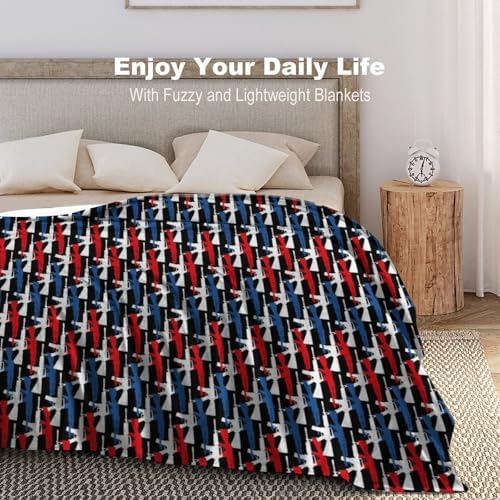Socira American Flag Guns Blanket Throw Blanket American Flag Guns Gifts for Women Men Soft Sofa Throws for Travel Camping Bed Home Decor Car Birthday Gift 50"*60"（130 * 150cm） - Image 6