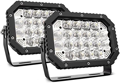 Nilight - 14039C-B LED Light bar 2PCS 7.4Inch 100W Spot & Flood Combo 8000LM 5D Square Off Road Fog Driving Lights Roof Bumper Work Light