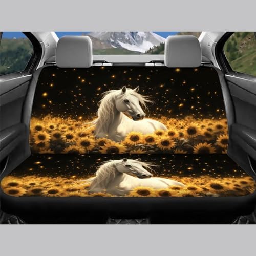 Horse & Sunflower Print Car Seat Covers 4Pcs Front & Rear Breathable Seat Covers Universal Fits for Truck, Sedan, SUV Auto Interior Protector Car Accessories