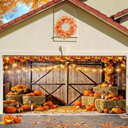 Fall Thanksgiving Garage Door Cover Decorations Backdrop 7x16ft Large - Image 2