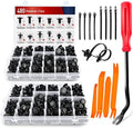 Nilight 480pcs Car Retainer Clips & Fastener Remover with 12 Most Popular Sizes Auto Push Pin Rivets Set -Door Trim Panel Clips for Toyota GM Ford Honda Acura Chrysler