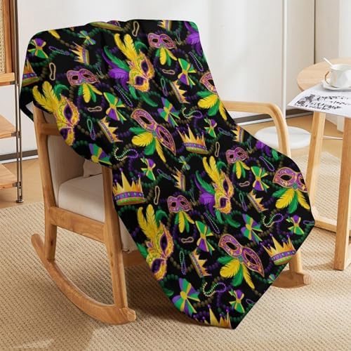 Socira Mardi Mask Gras Blanket Throw Blanket Mardi Mask Gras Gifts for Women Men Soft Sofa Throws for Travel Camping Bed Home Decor Car Birthday Gift 40"*50" （100 * 130cm） - Image 4