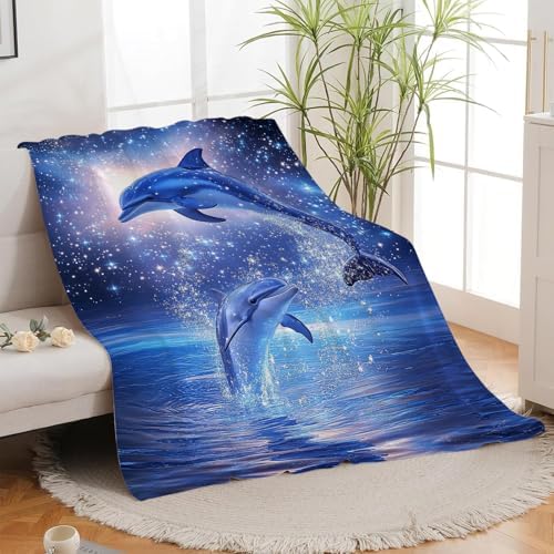 Dolphin Throw Blanket Fleece Flannel Stuff Plush Gifts Decor 40"X50" - Image 5