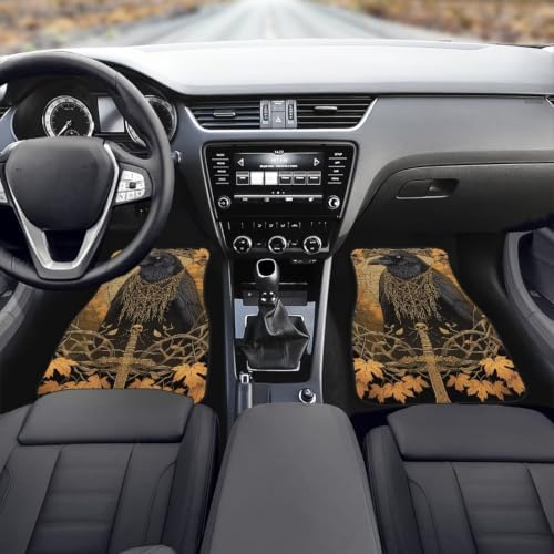 Golden Occult Raven Floor Mats for Cars