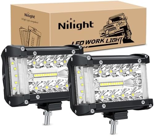 Nilight 2 PCS 4.3 Inch Side Shooter Light Bar Spot Flood Combo Triple Row