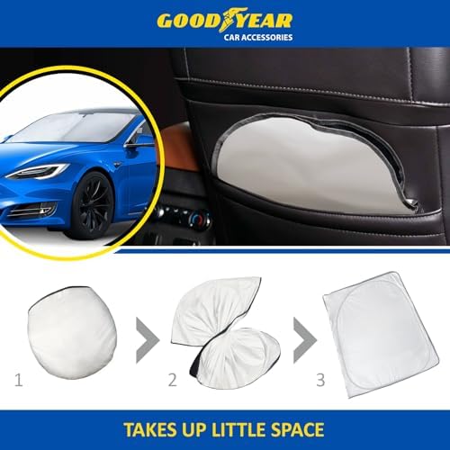 Goodyear Foldable Windshield Sunshade for Tesla S 2016-2026, Car Accessories, Sunshade Cover, Sun Shade Car Windshield, Window Sun Blocker - GY008287