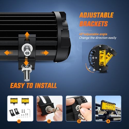 Nilight Side Shooter LED Lights 2PCS 4.3 Inch Yellow Beam with Wiring Kit