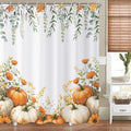 Fall Pumpkin Shower Curtain, Watercolor Autumn Harvest Pumpkins Wildflowers Green Leaves on the Top Thanksgiving Day Bathroom Curtain Waterproof Fabric Machine Washable with Hooks, 36"Wx72"L by Caheansi
