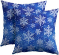 Winter Blue Throw Pillow Covers 18x18 Set of 2 Snowflake Christmas by Trongr