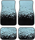 Aqua Black Bat Print Funny Halloween Car Floor Mats 4 PCS, Cute Durable Interior Accessories for Car SUV, All Weather Floor Mats with Front Rear Trunk Liners Set for Party