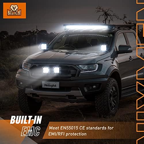 Nilight Pro Series 3.2 Inch Square LED Pod Auxiliary Lights with DRL