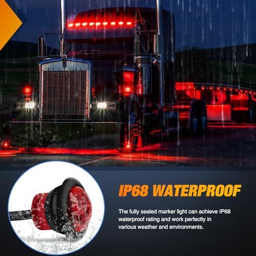 Nilight 3/4" Round Marker Light 10PCS Red LED 3 Connectors Brake Lights
