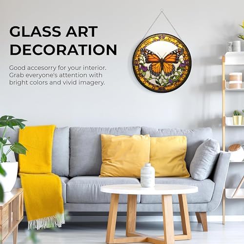 Monarch Butterfly Stained Glass Suncatcher Stained Glass Window Hangings Birthday Gift for Mom Grandma Teacher Women Friend Memorial Hook - Image 6