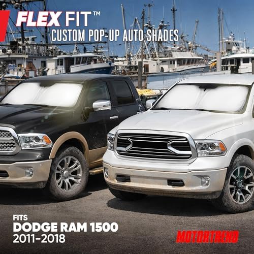 Motor Trend Custom Fit Dodge Ram 1500 Windshield Sun Shade - Fits All (2011-2018) Trims - Foldable Pop-Up Car Windshield Sunshade Dodge Ram 1500 Accessories - Automotive Ram Truck Interior Protection
