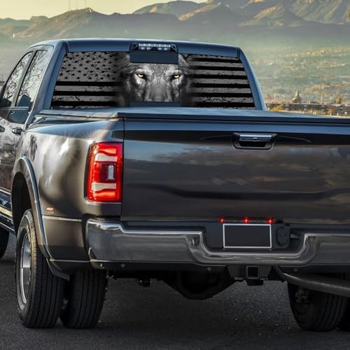 Wolf American Flag Decal for Truck & Car (65x20in)