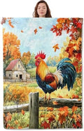 Watercolor Rooster Blanket, Soft Warm Cozy Throw Gifts for Adults Kids Women, Lightweight Comfy Fuzzy Flannel Blankets for Couch, Travel, Car, Home Decor 80×60 Inch by Unknown