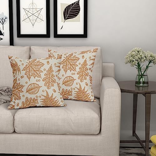 Fall Pillow Covers 20x20 Set of 2 Burnt Orange Maple Leaf Thanksgiving Decorative Pillowcases Outdoor Throw Cushion Case Sofa Couch Bed Decor - Image 7