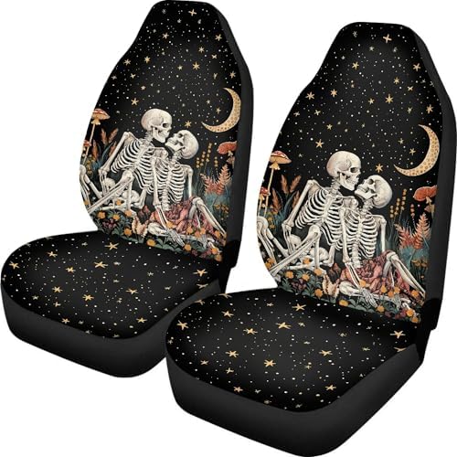 Skull Couple Galaxy Print Car Seat Cover Front Seats Covers for Women Men,Universal Fit for Most Cars,SUVs,Sedan,Truck or Van