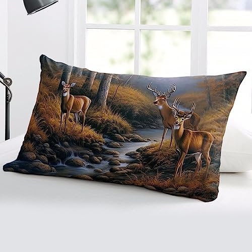 Pillow Covers 24x36 Inch - Body Deer Standing by a Stream Deep in The Forest Soft Brushed Microfiber Pillowcases with Hidden Zipper Closure Bed Pillow Shams for Bedroom Sofa Car - Image 5