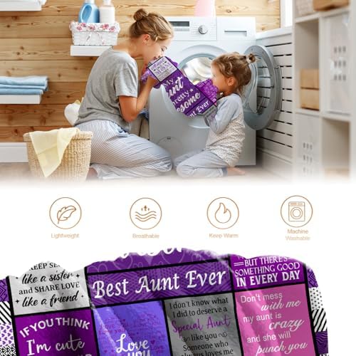 Gift for Aunt, Auntie Gifts from Niece and Nephew, Throw Blanket for Birthday Mother's Day Christmas, Cozy Blanket for Couch Sofa Bed 50"x60" - Image 6