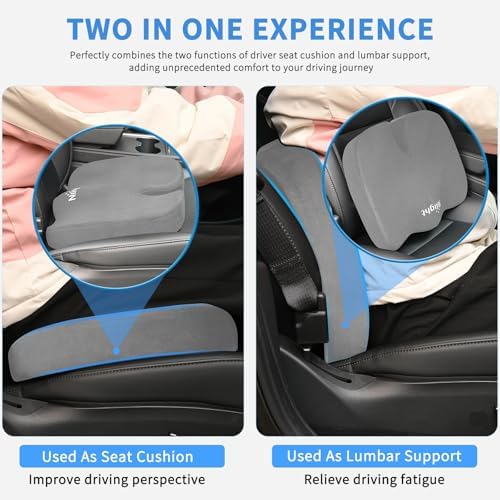 Nilight Car Seat Cushion 1PC Grey Universal Gel Memory Foam Seat Pad
