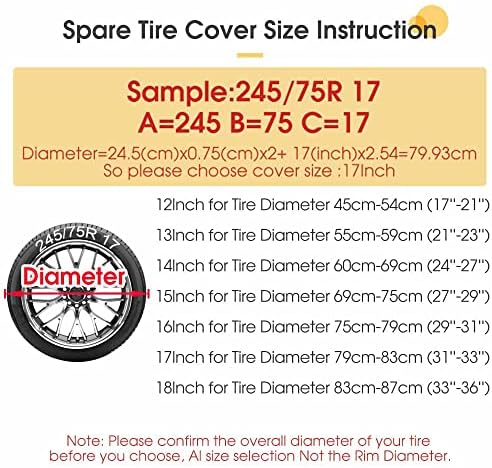 KiuLoam Fire Phoenix Spare Tire Cover with Backup Camera Hole Universal Sunscreen Waterproof Wheel Covers for Trailer RV SUV Truck and Many Vehicles (14" for Diameter 23"-27")