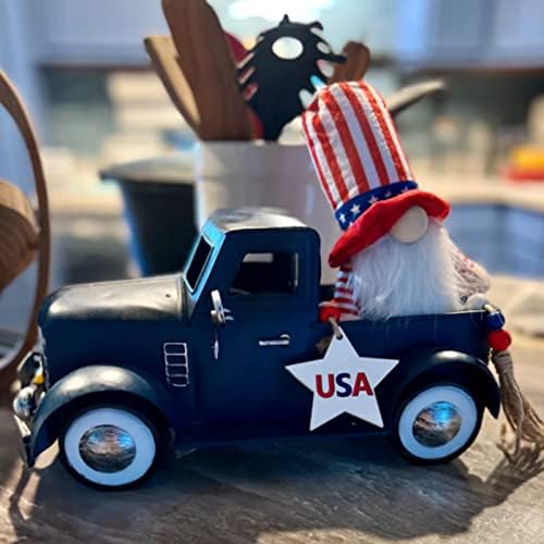 Farmhouse Blue Truck Table Decor, Vintage Metal Car Decoration - Image 4