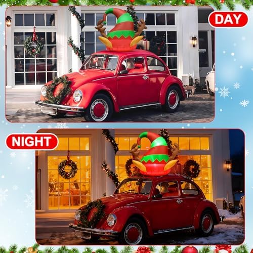 Soulchen 4 ft Inflatable Christmas Car Decor Elf Car Roof Outdoor Decor - Image 5