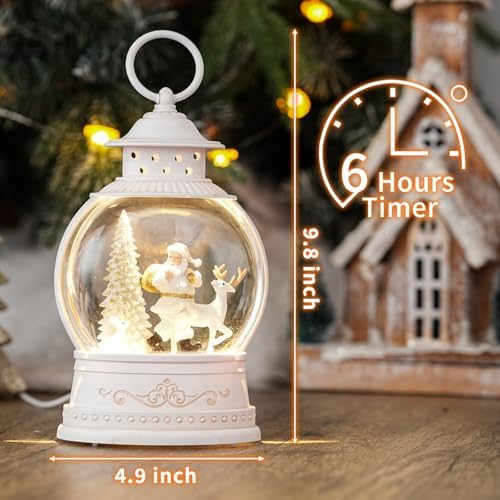Christmas Snow Globes with Music, Santa Deer Lighted Christmas Lantern with 6h Timer, USB or Battery Operated Festival Decoration Gifts - Image 3