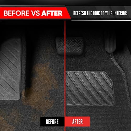 Motor Trend SpeedSeries Carpet Car Floor Mats Set - Versatile Fit for Cars, Trucks, SUVs, Vans Grey Trim Racing Design Car Mat Full Set Tapetes para Carro - Set of 4, Black & Gray Car Carpet Mats