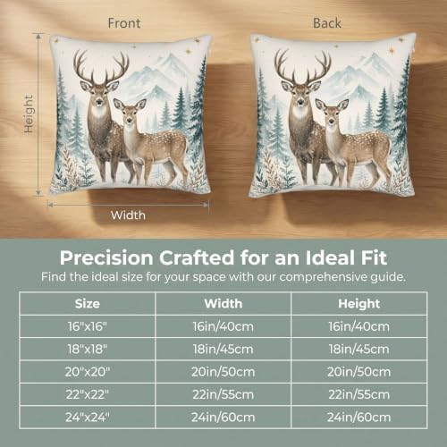 KiuLoam Winter Reindeer Pillow Covers 24x24 Set of 2 Rustic Christma Decor - Image 4