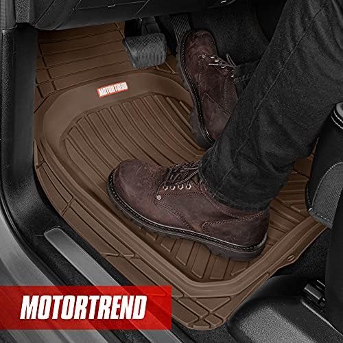 Motor Trend FlexToughXL DeepDish Floor Mats for Cars, Full Set All-Weather Rubber Automotive Floor Mats Waterproof Heavy Duty Car Mats Flexible Floor Liners for Car Truck Van SUV Car Floor Mat (Brown)
