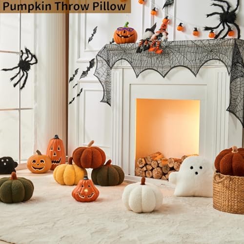 2Pcs Large 3D Pumpkin Pillow Halloween Pillows Fall Decor for Home - Image 5