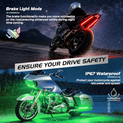 Nilight 12PCS Motorcycle RGB LED Light Kit APP and Remote Control