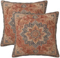 Boho Throw Pillow Covers 18x18 Set of 2, Ethnic Design Carpet Pattern by KiuLoam
