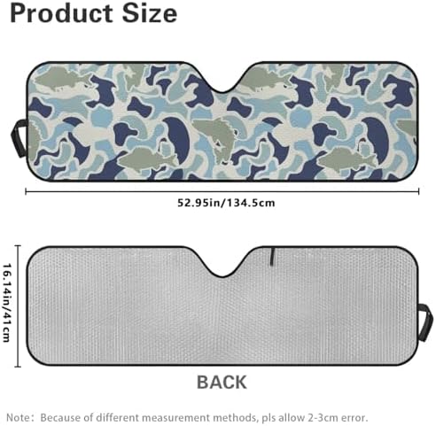 Renewold Fish Camo Car Windshield Sun Shade Auto Sunshade Fit for Jeep Wrangler JK JKU JL JLU Front Window Sun Shield Sun Visor for Jeep Gladiator JT 2020-2023 Summer Keep Cool Interior Accessories