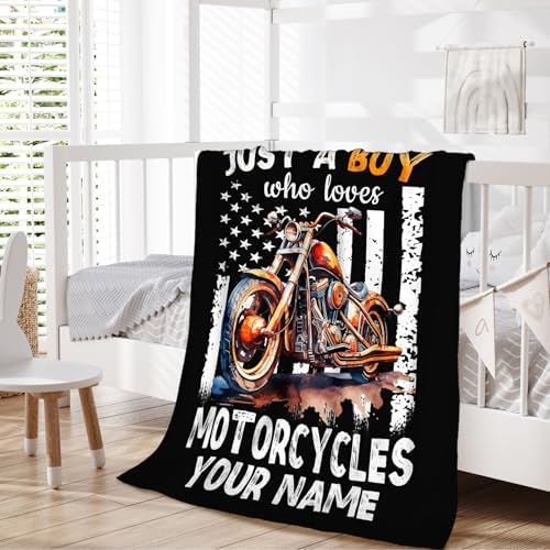 Personalized Motorcycle Gifts for Boys Men, 30x40 Inches Cool Throw Blanket for Kids Motorbike Lovers Motorcycle Riders, Custom Black Soft Blankets for Couch Sofa Bed Travel - Image 6