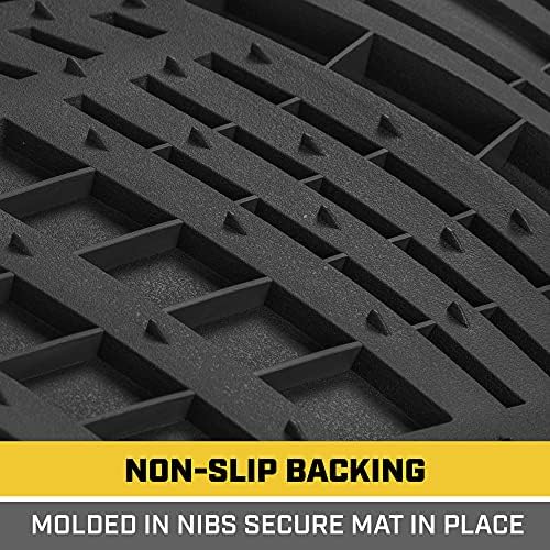 Cat® ToughRide™ Heavy-Duty 3 Piece Rubber All Season Floor Mats for Car Truck Van SUV, Black - Premium Trim to Fit Cars Floor Mat, All Weather Deep Dish Automotive Floor Mats, Total Dirt Protection